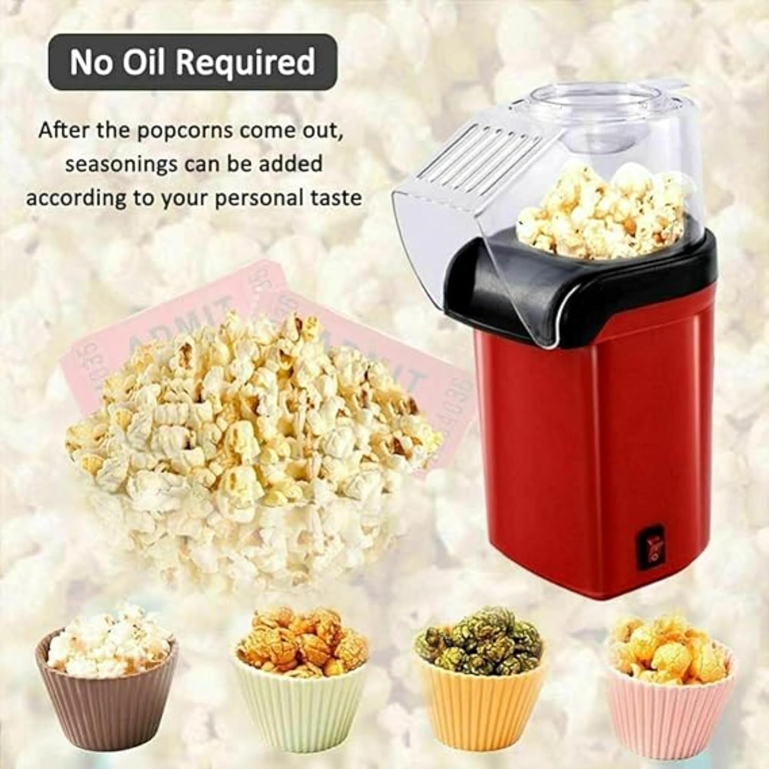 Mini Popcorn Maker – Compact Design with Measuring Cup & Removable Lid