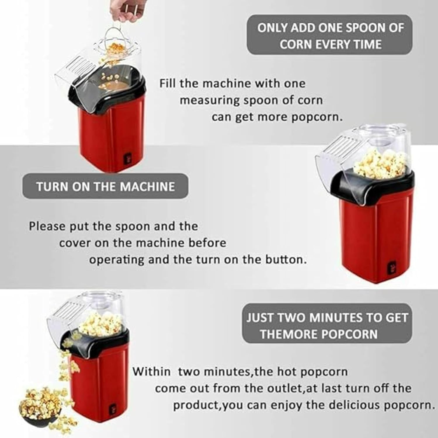 Mini Popcorn Maker – Compact Design with Measuring Cup & Removable Lid